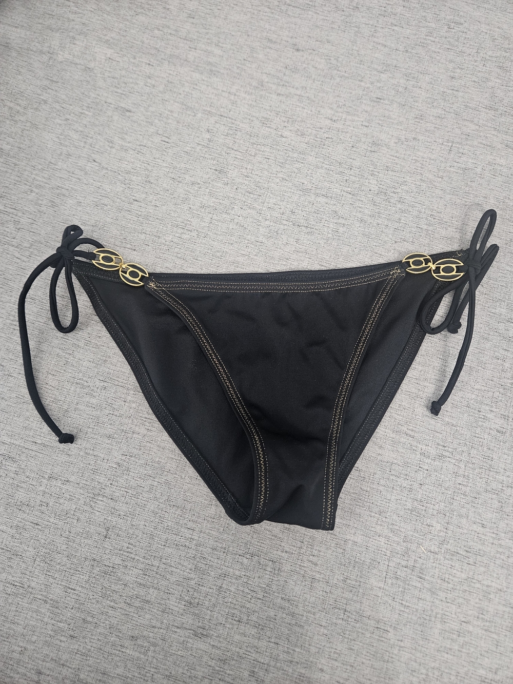 Victoria's Secret Gold Accents And Stitching Bikini Cheeky Bottoms Sz S Low Rise